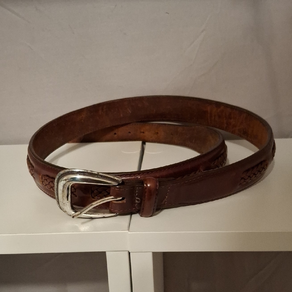 Brighton Men's Brown Leather Belt Sz 38